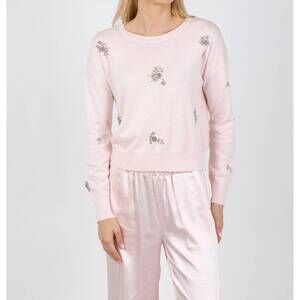NEW J. SOCIETY ariana brooch crew sweater in blush